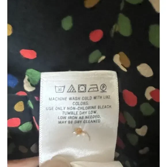 MAEVE Anthropologie Confetti Print Button Front Shirt Size 4 Black Multicolor - Picture 9 of 10